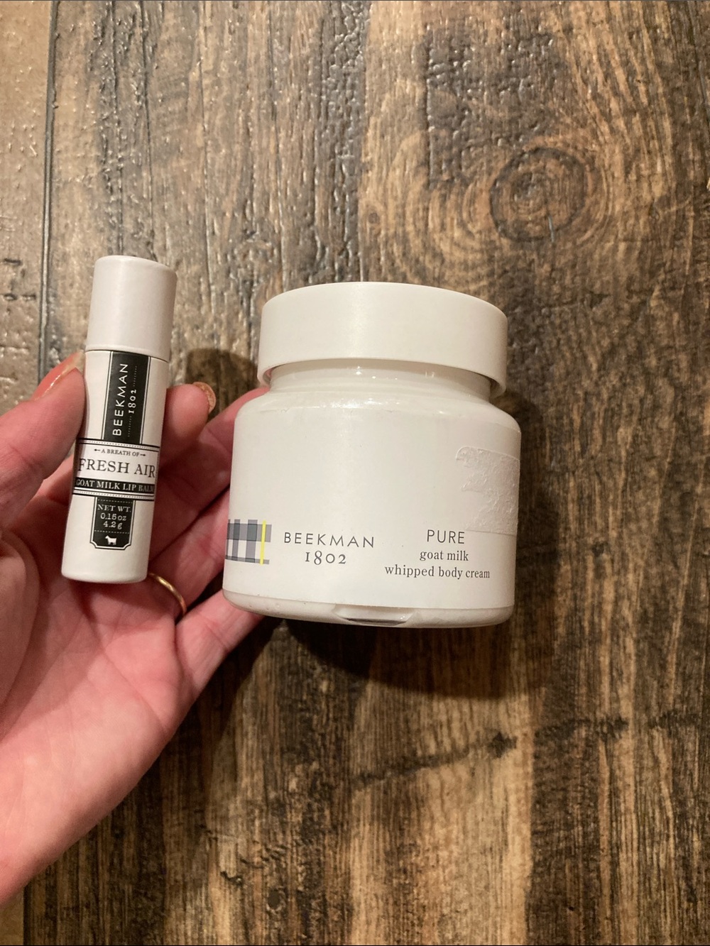 Beekman 1802 Pure Goat Milk Whipped Body Cream & milk lip balm
